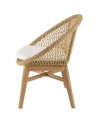 2 Fauteuils jardin arrondi teck rotin synthétique bois - 72x65x85 cm