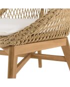 2 Fauteuils jardin arrondi teck rotin synthétique bois - 72x65x85 cm