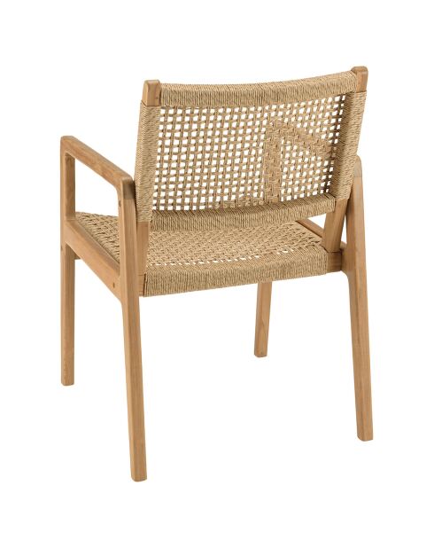 2 Fauteuils jardin teck naturel rotin synthétique bois - 57x65x85 cm