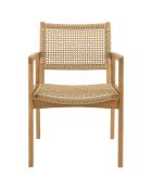 2 Fauteuils jardin teck naturel rotin synthétique bois - 57x65x85 cm