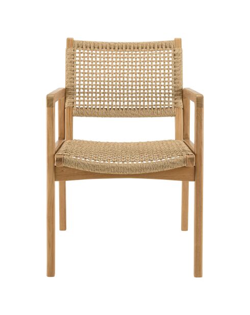 2 Fauteuils jardin teck naturel rotin synthétique bois - 57x65x85 cm