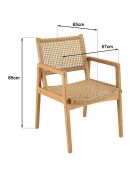 2 Fauteuils jardin teck naturel rotin synthétique bois - 57x65x85 cm