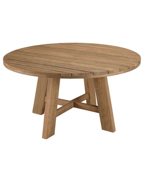 Table à manger de jardin ronde teck recyclé bois - D.150x78 cm