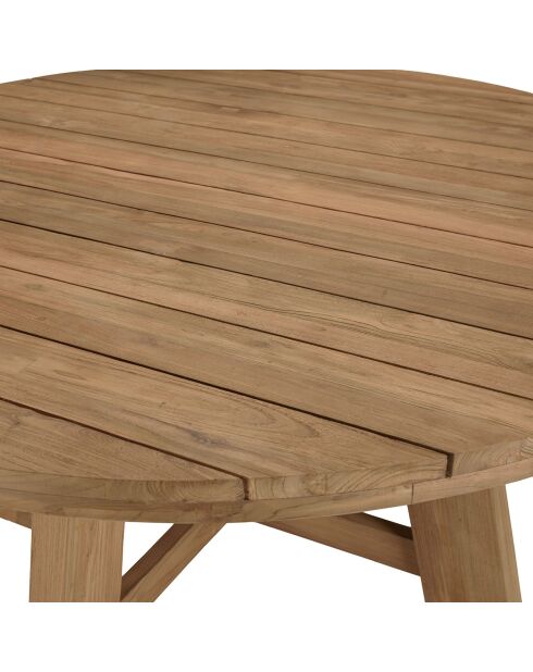 Table à manger de jardin ronde teck recyclé bois - D.150x78 cm