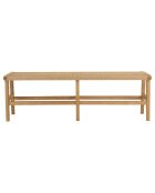 Banc de jardin 3 places teck assise rotin synthétique bois - 151x43x48 cm