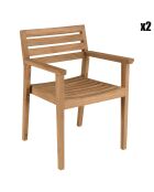 2 Fauteuils de jardin en teck  bois - 57.5x57.5x81.5 cm