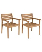 2 Fauteuils de jardin en teck  bois - 57.5x57.5x81.5 cm