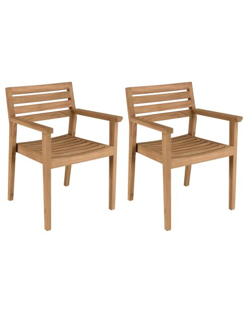 2 Fauteuils de jardin en teck  bois - 57.5x57.5x81.5 cm