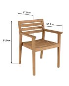 2 Fauteuils de jardin en teck  bois - 57.5x57.5x81.5 cm