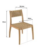 2 Chaises jardin teck rotin synthétique tressé bois - 48x59.5x84 cm