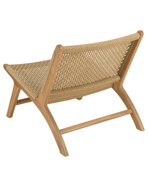 2 Fauteuils lounge de jardin teck rotin synthétique bois - 66x78x69 cm