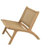 2 Fauteuils lounge de jardin teck rotin synthétique bois - 66x78x69 cm