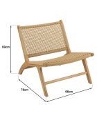 2 Fauteuils lounge de jardin teck rotin synthétique bois - 66x78x69 cm