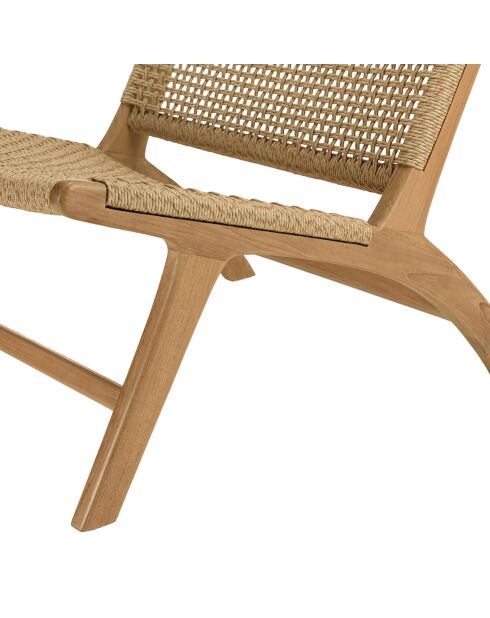 2 Fauteuils lounge de jardin teck rotin synthétique bois - 66x78x69 cm