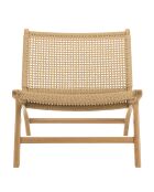 2 Fauteuils lounge de jardin teck rotin synthétique bois - 66x78x69 cm