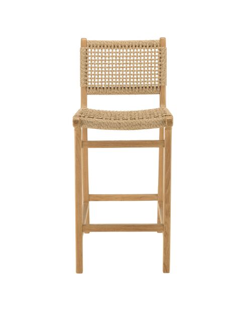 2 taburetes de jardín de madera de ratán sintético de teca - 41x53x97 cm