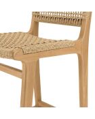 2 Tabourets bar de jardin teck rotin synthétique bois - 41x53x97 cm