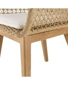 2 Fauteuils jardin teck rotin synthétique et coussin bois - 59x60x84 cm