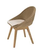 2 Chaises jardin rotin synthétique avec coussin bois - 56x60x84 cm