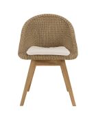 2 Chaises jardin rotin synthétique avec coussin bois - 56x60x84 cm