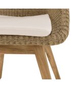 2 Chaises jardin rotin synthétique avec coussin bois - 56x60x84 cm