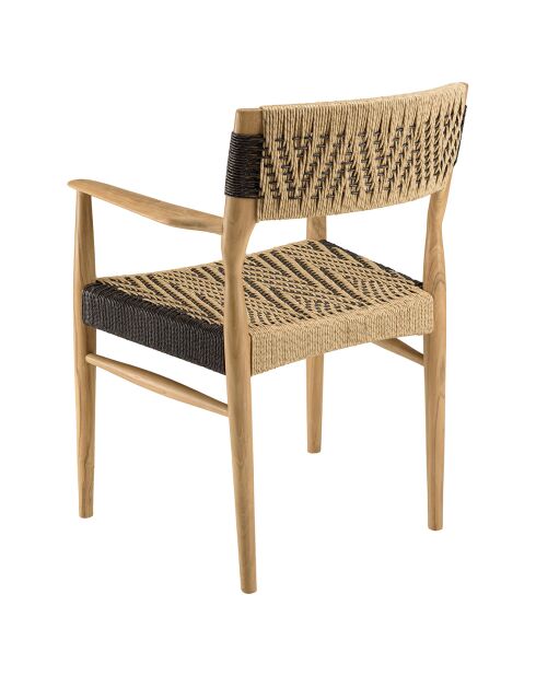 2 Fauteuils jardin teck rotin synthétique bois - 56x55x81 cm