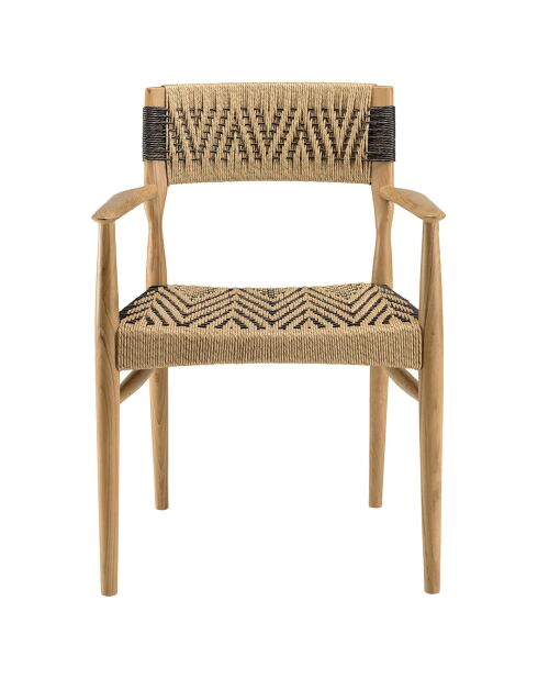 2 tuinstoelen teakhout synthetisch rotanhout - 56x55x81 cm