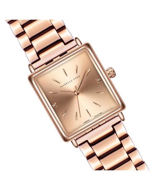 Montre Florence en Acier & Diamant rose doré