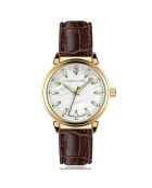 Montre Barbara en Cuir & Diamant marron