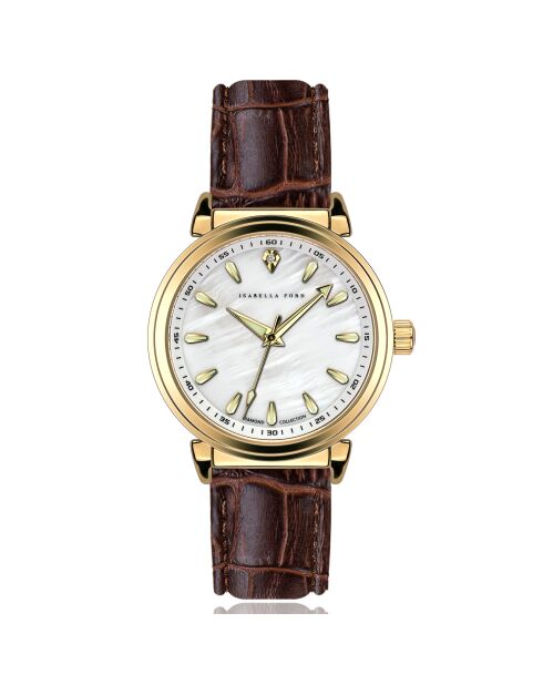 Montre Barbara en Cuir & Diamant marron