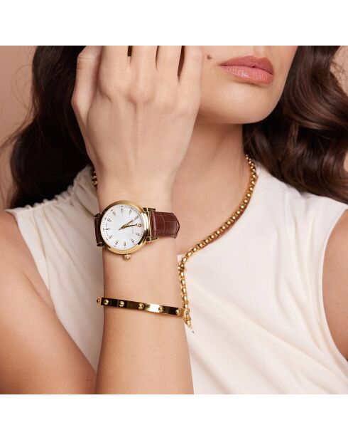Montre Barbara en Cuir & Diamant marron