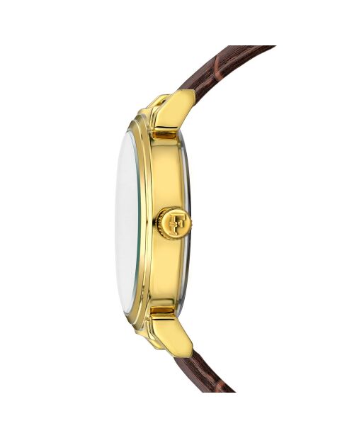 Montre Barbara en Cuir & Diamant marron