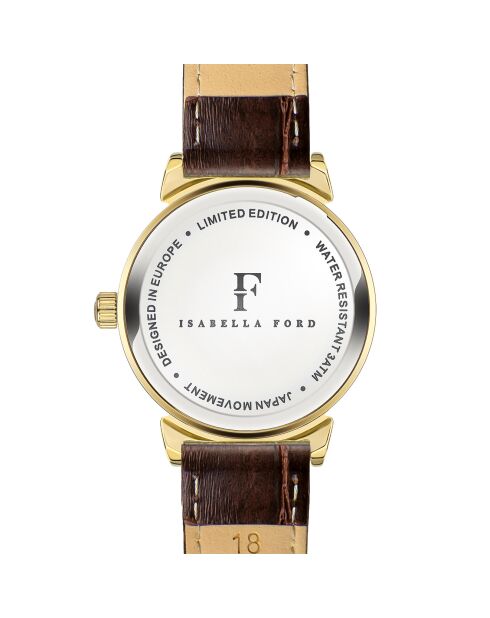 Montre Barbara en Cuir & Diamant marron