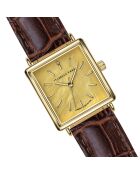 Montre Gisèle en Cuir & Diamant marron