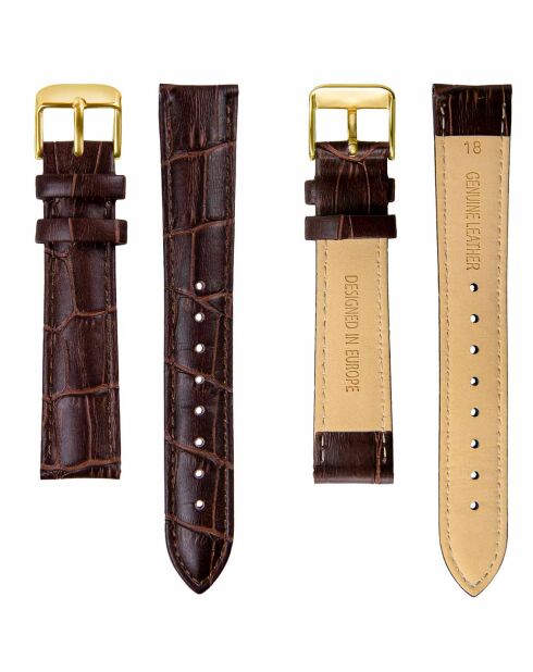 Montre Gisèle en Cuir & Diamant marron