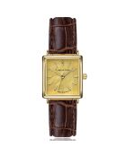 Montre Gisèle en Cuir & Diamant marron