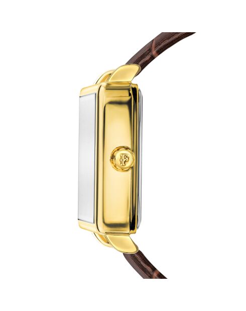 Montre Gisèle en Cuir & Diamant marron