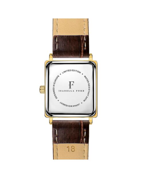 Montre Gisèle en Cuir & Diamant marron
