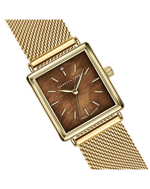 Montre Marie-Rose en Acier & Diamant dorée