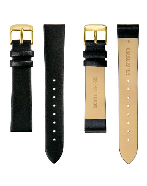 Montre Elene en Cuir & Diamant noire