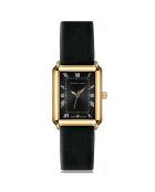 Montre Elene en Cuir & Diamant noire