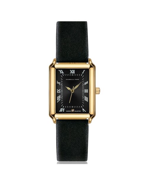 Montre Elene en Cuir & Diamant noire