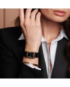 Montre Elene en Cuir & Diamant noire