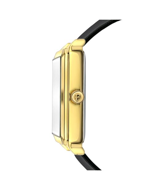Montre Elene en Cuir & Diamant noire