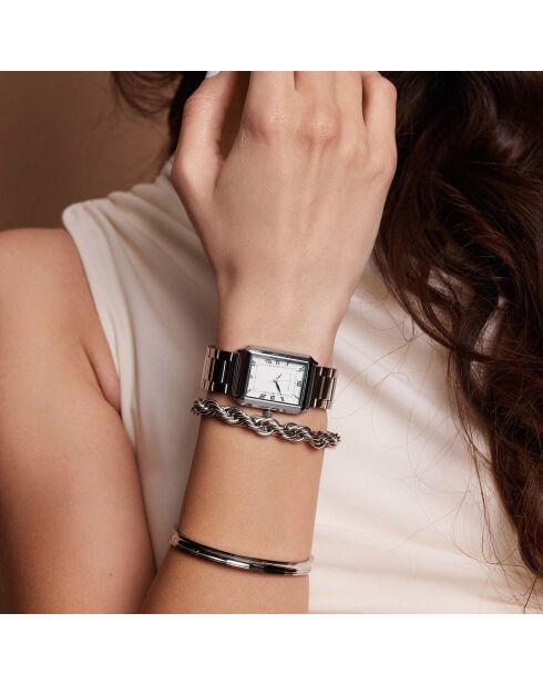 Montre Netty en Acier & Diamant argentée