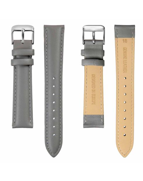 Montre Netty en Cuir & Diamant grise