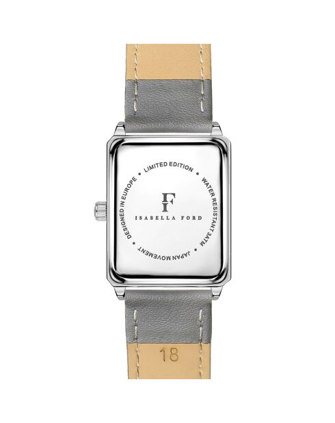 Montre Netty en Cuir & Diamant grise