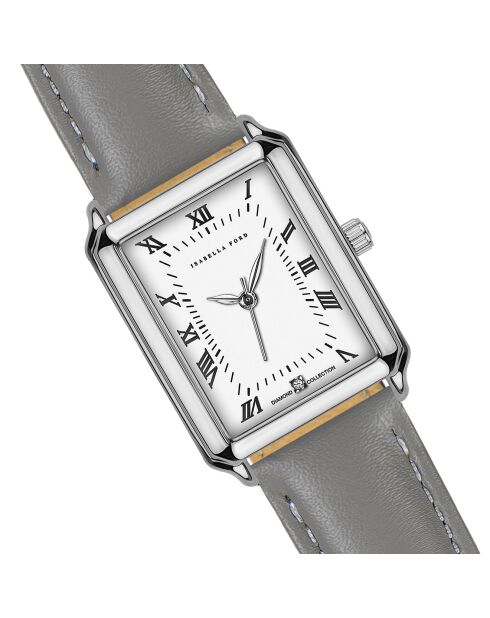 Montre Netty en Cuir & Diamant grise