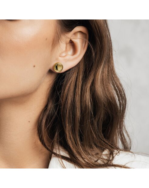 2 Paires de Boucles d'Oreilles Olivia en Acier dorées