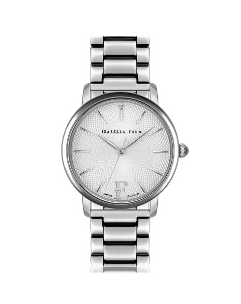 Set Montre 2 Bracelets Adore en Acier, Cuir & Diamant argenté/bleu foncé